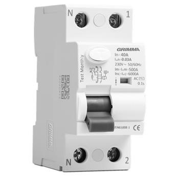 Aptomat chống giật RCCB Grimma 2P 6kA 230VAC G-RCCB2PxxA30mA