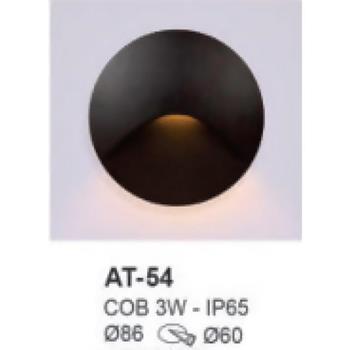Đèn âm cầu thang cao cấp COB 3W - IP65 - Ø86, khoét lỗ Ø60 - vỏ đen AT-54