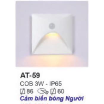 Đèn âm cầu thang vuông cao cấp COB 3W - IP65 - Ø86, khoét lỗ Ø60 - vỏ trắng AT-59