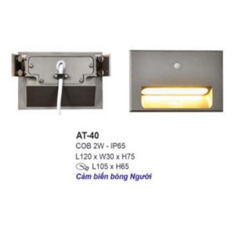 Đèn âm cầu thang vuông cao cấp COB 2W - IP65 - L120*W30*H75, khoét lỗ Ø105*H65 AT-40