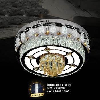 Đèn mâm pha lê Slister Ø600mm - LED 145W - 3 CĐ B02-3/600Y