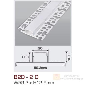 Thanh nhôm led uốn cong âm viền 1.5m B20 - 2 D B20 - 2 D