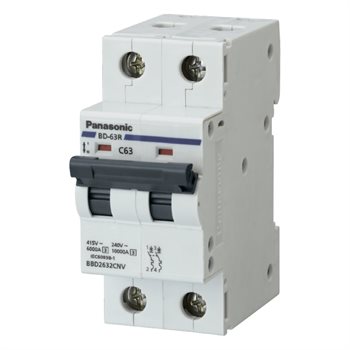 Thiết bị đóng cắt MCB Panasonic BBD....CNV 2P 240VAC/415VAC 6kA BBD2062CNV