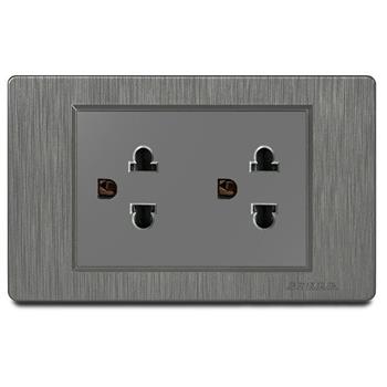 Bộ ổ cắm đôi 3 chấu Grimma, mặt nhựa vân xước G8 series G8SK333 G8SK333