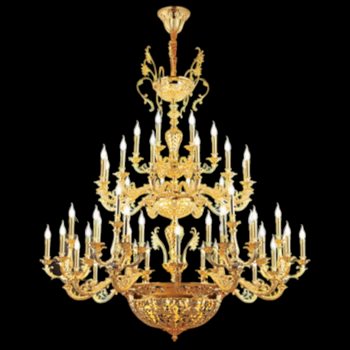 Đèn chùm nến hơp kim xi vàng Ø1600*H2300+500 - E14*60 + C-433/60