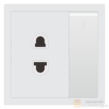 Bộ ổ cắm 2 chấu + 1 nút nhấn 1 chiều Duhal cổ điển S1 series CxB324