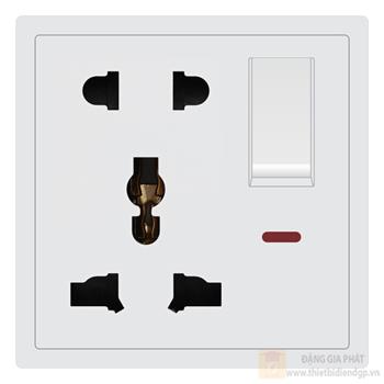 Bộ ổ cắm đa năng + ổ cắm 2 chấu có công tắc và đèn báo Duhal cổ điển S1 series CxB326