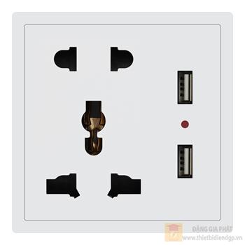Bộ ổ cắm đa năng + ổ cắm 2 chấu và 2 cổng USB Duhal cổ điển S1 series CxB422