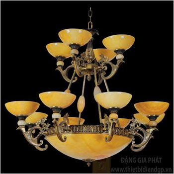 Đèn chùm đồng Ø1000*H850+450, E27*12+3 CĐ 1132/8+4