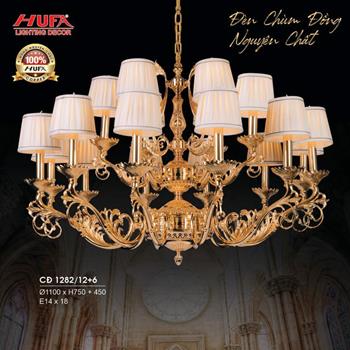 Đèn chùm đồng Hufa Ø1100*H750+450, E14*18 CĐ 1282/12+6