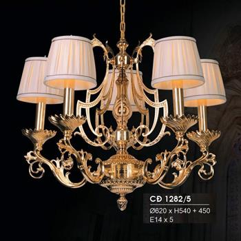 Đèn chùm đồng Hufa Ø620*H540+450, E14*5 CĐ 1282/5