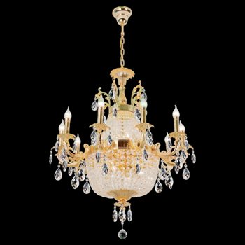 Đèn chùm chao đá Ø900*H930+500 - E14*12+6 đồng nguyên chất - Xi vàng - Pha Lê K9 CD-457/12