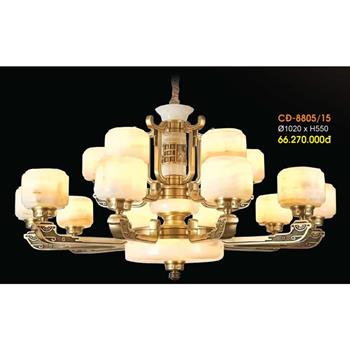 Đèn chùm đồng chao đá ngọc Verona Ø1020*H550 CĐ-8805/15