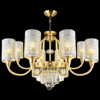 Đèn chùm đồng thủy tinh Andora CĐ-D8331/8 Ø780 x H550 + 500 E14 x 8 + LED 3000K CĐ-D8331/8