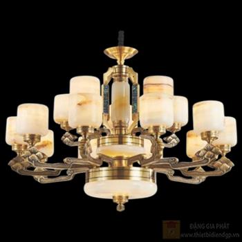 Đèn Chùm Đồng Chao Đá Bạch Ngọc Khảm Xà Cừ Euroto Ø1020 x H680 + LED SMD CD-184/10+5