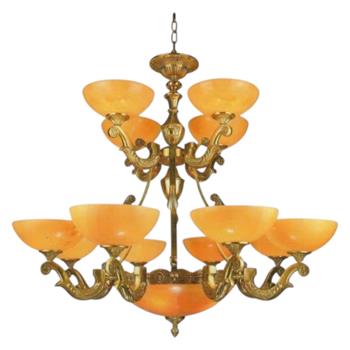 Đèn Chùm Đồng - Chao Đá Ø980*H1000+500 - E27*12+3 CD-736/8+4
