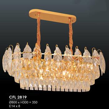 Đèn chùm pha lê Hufa Ø800*H300 + 350 - E14*8 CFL 2819