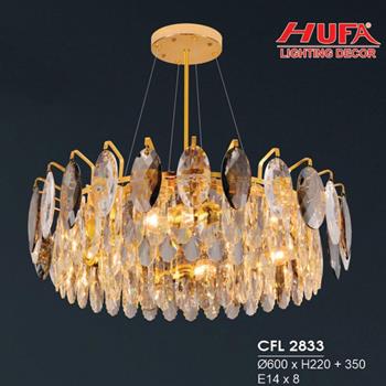 Đèn chùm pha lê Hufa Ø600*H220 + 350 - E14*8 CFL 2833