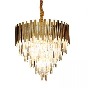 Đèn thả trần chùm pha lê khung kim loại sơn vàng 600×600 Venus CK09100 CK09100