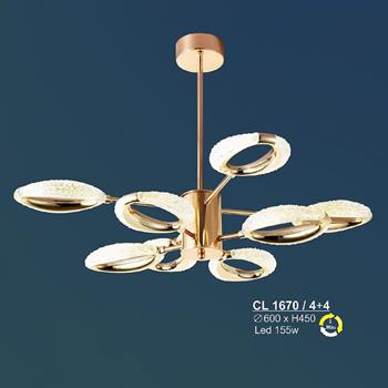 Đèn chùm LED 155W Sano Ø600*H450 - 3 màu ánh sáng CL 1670/4+4