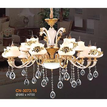 Đèn chùm nến chao đá ngọc Ø980*H700 CN-3073/15