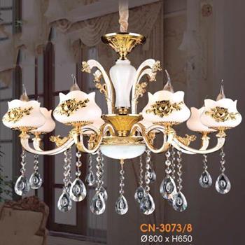 Đèn chùm nến chao đá ngọc Ø800*H650 CN-3073/8