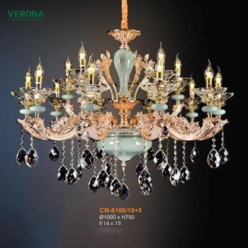 Đèn chùm pha lê nến Ø1000xH750, E14x15 CN-8106/10+5