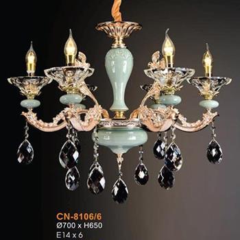 Đèn chùm pha lê nến Ø700xH650, E14x6 CN-8106/6