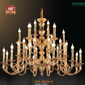 Đèn chùm nến đồng Verona Ø1200*H760 CNĐ-1200/24+12