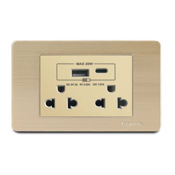 Bộ ổ cắm đôi 3 chấu + USB Type C Grimma G7SGSK3USB20 G7SGSK3USB20