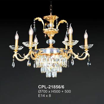 Đèn chùm pha lê nến Andora Ø700 x H500 + 500 E14 x 8 CPL-21856/6