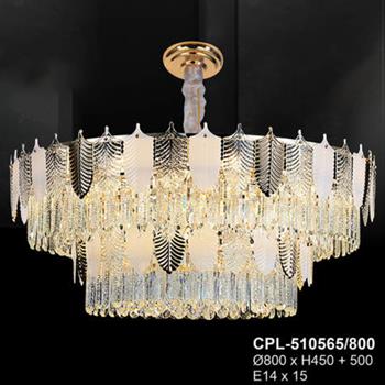 Đèn chùm pha lê Andora Ø800 x H450 + 500 E14 x 15 CPL-510565/800