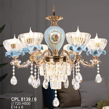 Đèn chùm Pha Lê Sano - E14*L6 - Ø720*H500 CPL 8139/6