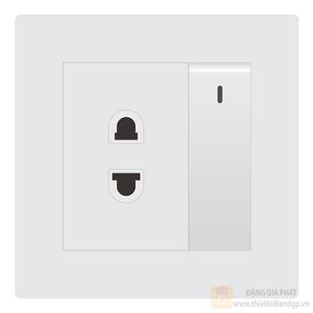 Bộ ổ cắm 2 chấu + nút nhấn 1 chiều Duhal cổ điển K series CxB314