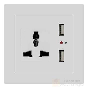 Bộ ổ cắm đa năng + 2 USB Duhal cổ điển K series CxB417