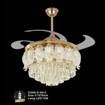 Quạt trần đèn cánh xếp trang trí Slister Ø1070mm - LED 72W D-8812