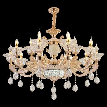 Đèn chùm nến 355 decor Ø850*H550 - E14*(10+5) - Trên Tay, LED - Lớp Pha Lê DC2036T15