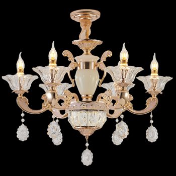 Đèn chùm nến Ø680*H500 - E14*6 - Trên Tay, LED - Lớp Pha Lê DC2036T6