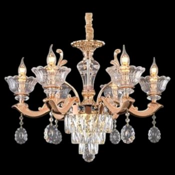 Đèn chùm nến Ø700*H550 - E14*6 - Trên Tay, E14*2 - Lớp Pha Lê DC891T6