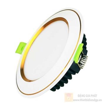 Đèn downlight âm trần kingled viền vàng mặt cong 9W đổi màu EC-DL-9SS-T118-DM-CV