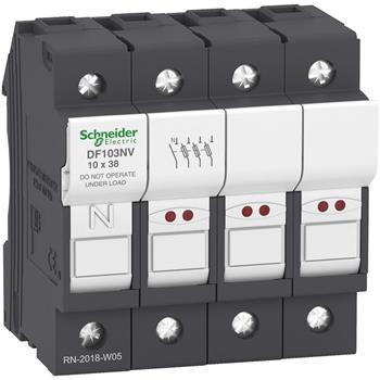Cầu chì bảo vệ - Fuse carrier TeSys DF, 3P+N 32A, fuse size 10x38 mm, blown fuse indicator DF103NV