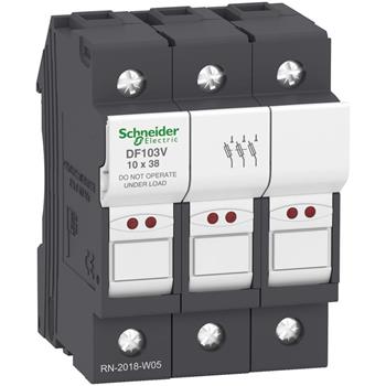 Cầu chì bảo vệ - Fuse carrier TeSys DF, 3P 32A, fuse size 10x38 mm, blown fuse indicator DF103V