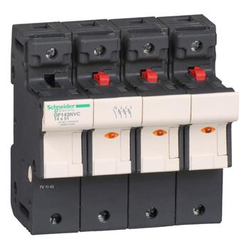 Cầu chì bảo vệ - Fuse carrier TeSys DF, 3P+N 50A, fuse size 14x51 mm, blown fuse indicator DF143NVC