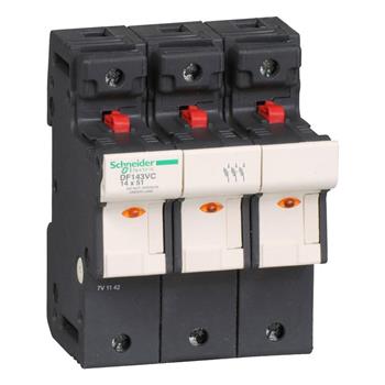 Cầu chì bảo vệ - Fuse carrier TeSys DF, 3P 50A, fuse size 14x51 mm, blown fuse indicator DF143VC