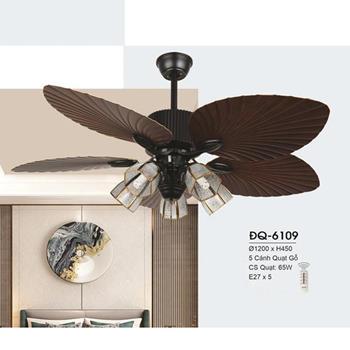 Đèn quạt Hufa Ø1200*H450, 5 cánh Quạt Gỗ, CS quạt 65W - E27*5 ĐQ-6109