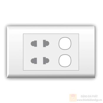 Ổ cắm đôi 2 chấu 16A với 2 lỗ LiOA E182U2X E182U2X
