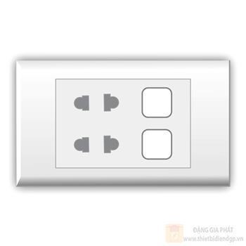 Ổ cắm đôi 2 chấu 16A với 2 lỗ LiOA E18S2U2X E18S2U2X