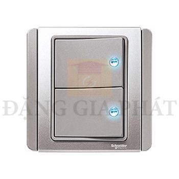 Bộ Công tắc đôi 2 chiều 10A 2 Gang 2W switch w. LED E3032H2_EBGS_G19