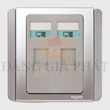 2 Gang 8 Pin Data Outlet, Cat5e, W. Shutter E3032RJ5E_GS_G19