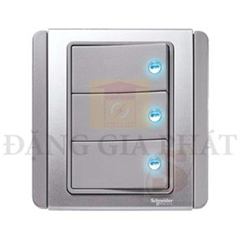 Bộ công tắc ba 1 chiều 10A 3 Gang 1W switch w. LED E3033H1_EBGS_G19